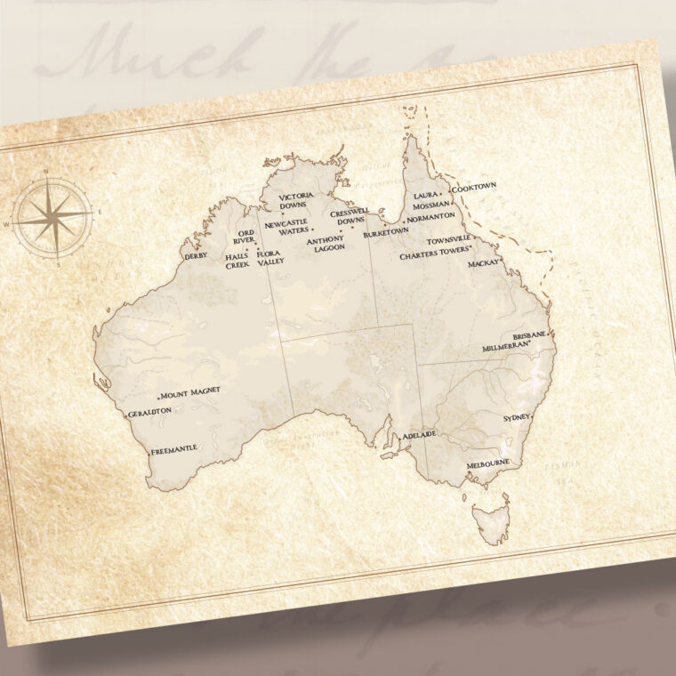 Journey depicted on a map of Australia